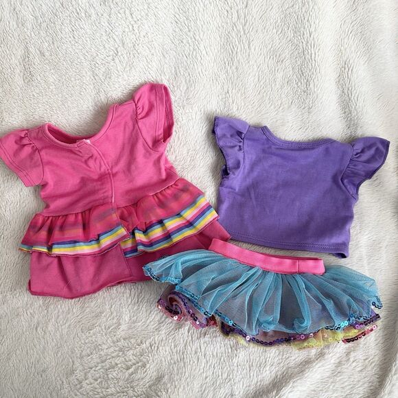Build A Bear Workshop Pink Purple Girl Dino Outfit Dress Shirt Skirt Clothing - Picture 4 of 4